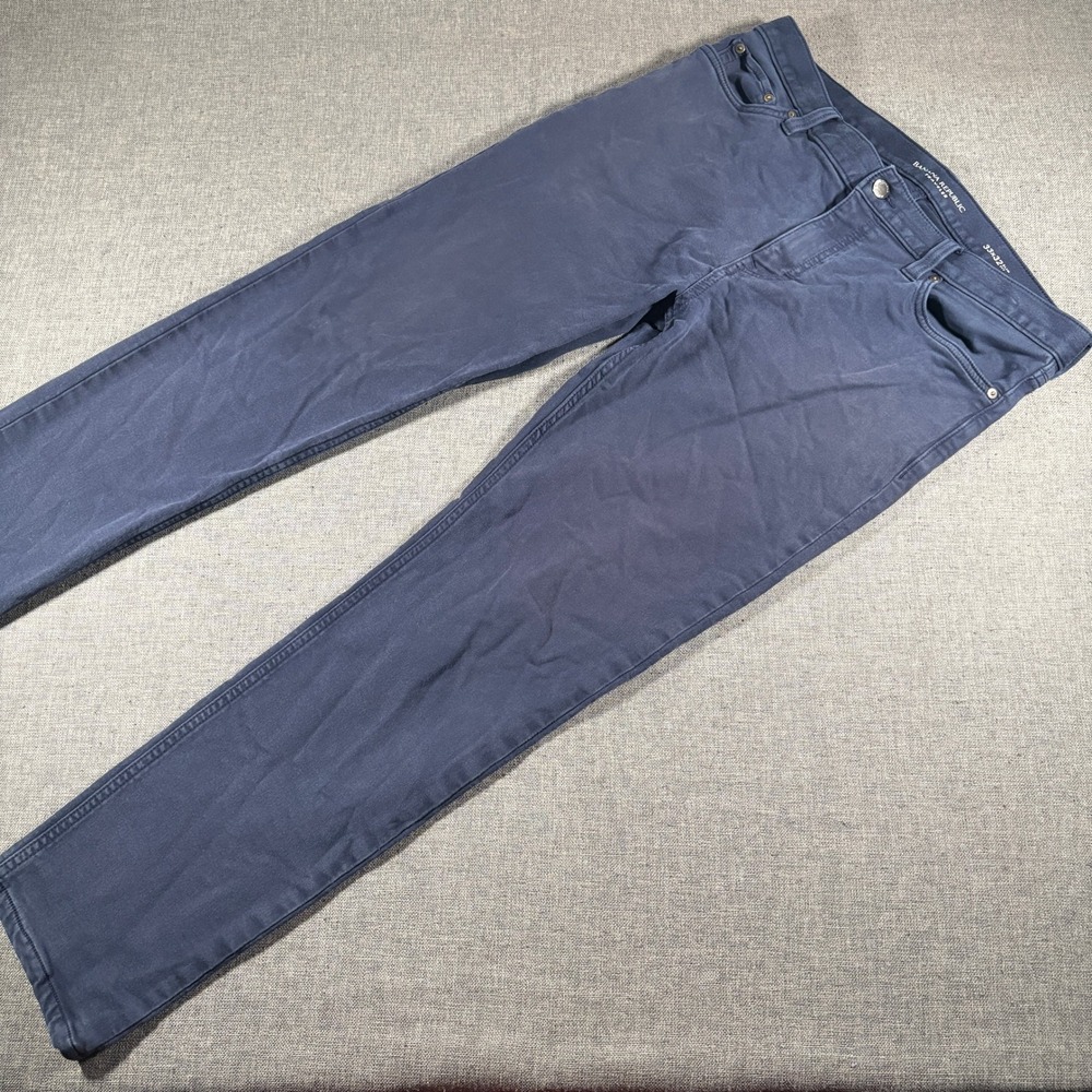 Banana Republic Traveler Pants Men 33x32 (Fits 33x29) Navy Blue Slim Fit Stretch